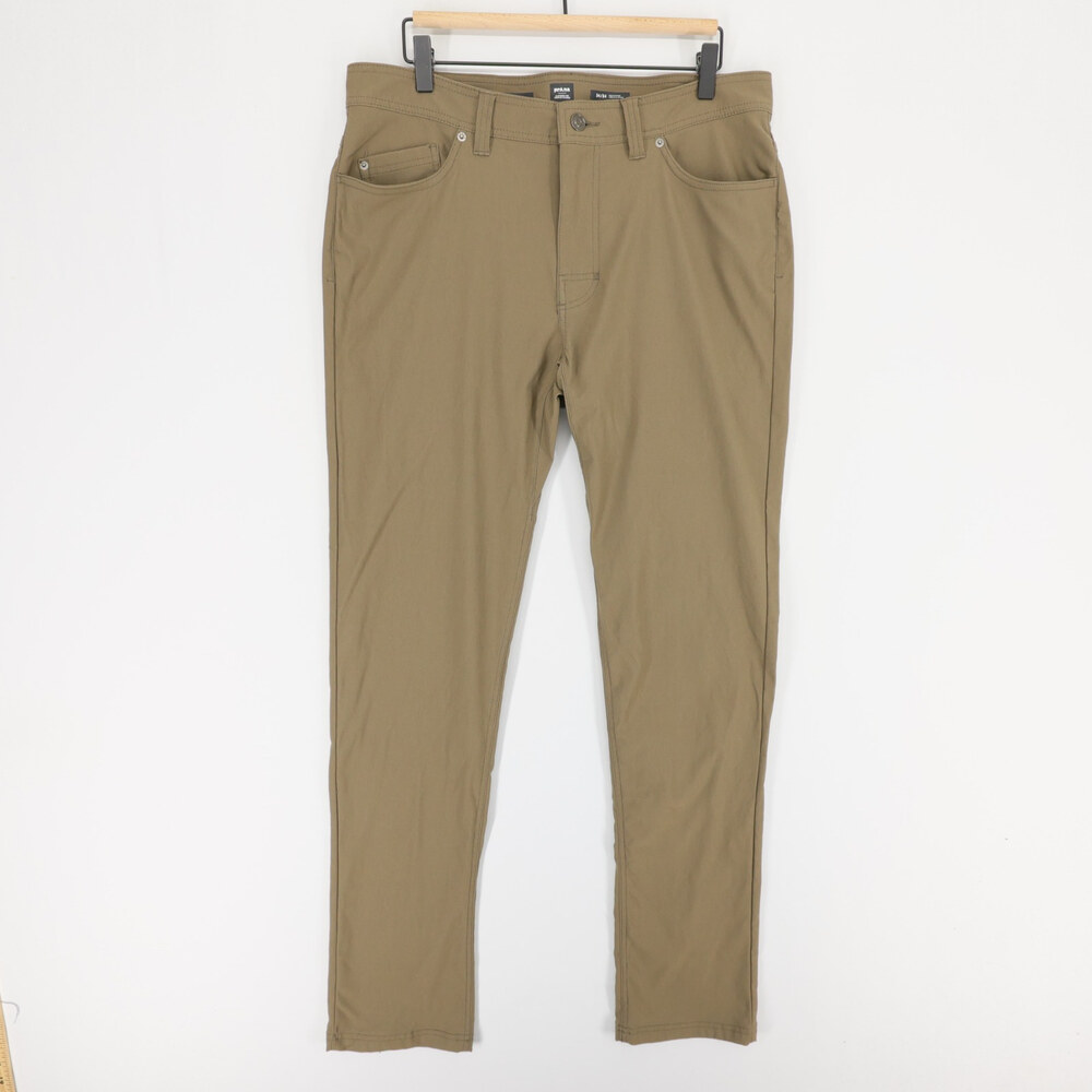 Prana Brion II Pants Mens 34x34 Brown Slim Fit Stretch Hiking Outdoor 5 Pocket